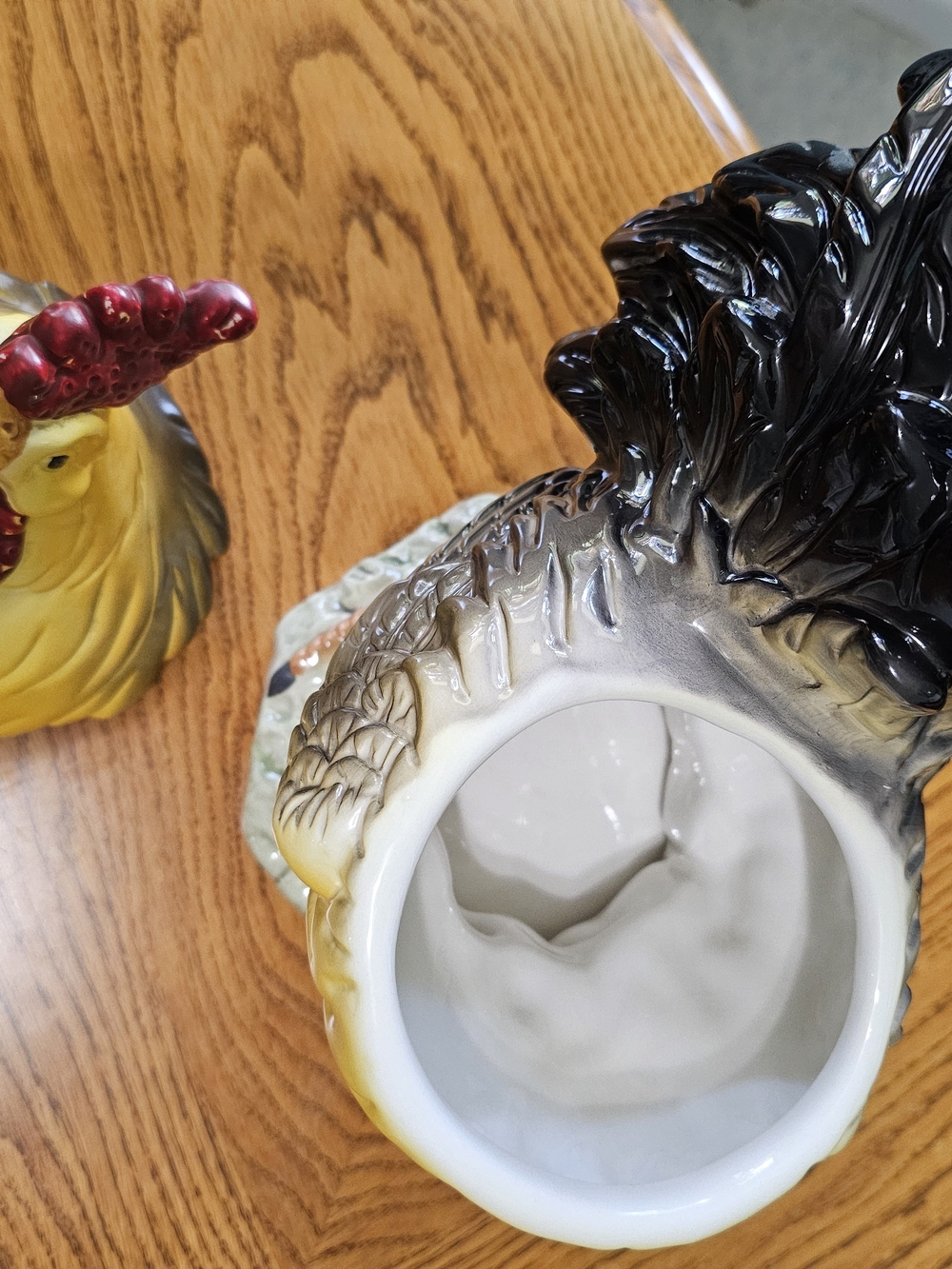 Vintage Glaze Ceramic Yellow Rooster Chicken Cookie Jar Large Canister Farmhouse - Picture 7 of 9